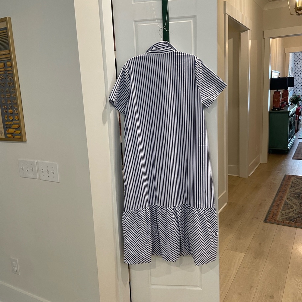 Tuckernuck blue and white striped shirt dress with bottom ruffle - Picture 7 of 7